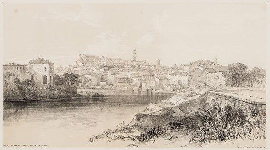 Edward Lear (1812-1888) [Views in Rome and Its Env: Edward Lear (1812-1888) [Views in Rome and Its Environs],title, with vignette view of Ostia, and 12 plates only, of 25, including Rome from Via della Porta San Paolo, Tivoli, Frascati, Subiaco