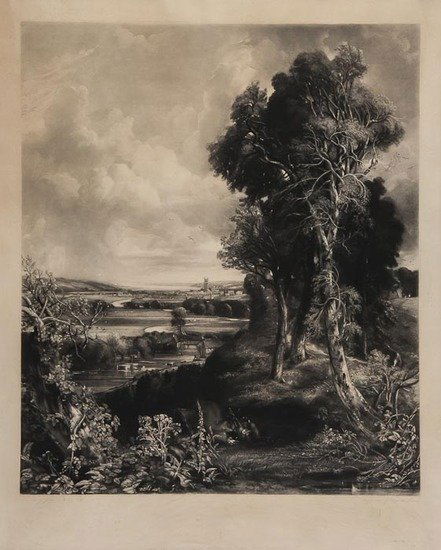 David Lucas (1802-1881) Dedham Vale: David Lucas (1802-1881) Dedham Vale,mezzotint after John Constable R.A., [W.49], scratch-letter proof before title, 1838, Hollyer, 680 x 550mm. (26 3/4 x 21 3/4 in). ***Provenance: wit