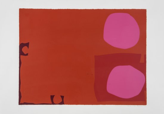 Patrick Heron (1920-1999) Two Pink Discs in Dark R: Patrick Heron (1920-1999) Two Pink Discs in Dark Redsscreenprint in colours, 1970, signed and dated in pencil, numbered 18/100, printed by Kelpra Studio, London, published by Waddington Graphi