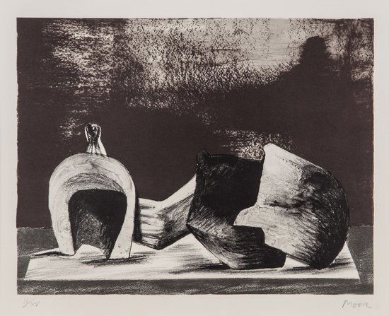 Henry Moore (1898-1986) Reclining Figure Interior: Henry Moore (1898-1986) Reclining Figure Interior Setting II (C.459)lithograph printed in colours, 1977, signed in pencil, inscribed II/XV, an artist's proof aside from the edition of 60, prin