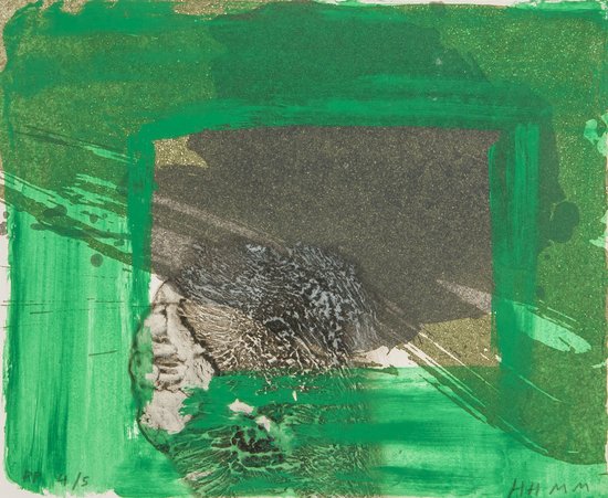 Howard Hodgkin (b.1932) Rain (H.105): Howard Hodgkin (b.1932) Rain (H.105)etching, with aquatint and carborundum printed in colours, extensively hand-coloured in green acrylic, 2000-02, signed and dated in pencil, inscribed P.P.4/