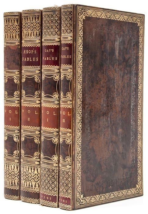 Aesop. The Fables: Aesop. The Fables,2 vol., engraved vignette titles and 110 plates, [1793] § Gay (John) Fables, 2 vol., engraved frontispiece, vignette titles and 67 plates, 12 by William Blake, vol.1 lacking