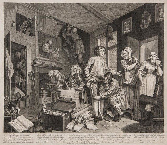 After William Hogarth Rake's Progress: After William Hogarth Rake's Progress,the set of seven, engravings, c.1806, each sheet c.430 x 570mm. (17 x 22 1/4 in); with 2 facsimile prints after John Piper, all unframed (9).