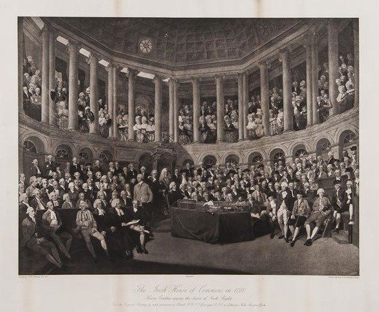 After Francis Wheatley RA The Irish House of Commo: After Francis Wheatley RA The Irish House of Commons in 1780, Henry Grattan urging the claim of Irish rights,photogravure, later 19th century, Wilson, Hartnell & Co., 545 x 640mm. (21 1/2 x 25