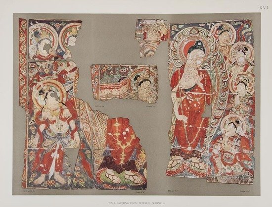 Andrews (Fred H.) Wall Paintings from Ancient Shri: Andrews (Fred H.) Wall Paintings from Ancient Shrines in Central Asia recovered by Sir Aurel Stein...,plate vol. only, 16pp. Foreword in original wrappers (slightly browned, creased at upper o