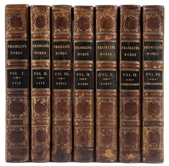 Franklin (Benjamin) Memoirs of the Life and Writin: Franklin (Benjamin) Memoirs of the Life and Writings...,2 vol., second edition, engraved portrait, P2 in vol.2 torn with portion almost detached, 1818; The Complete Works, 3 vol., 13 engraved