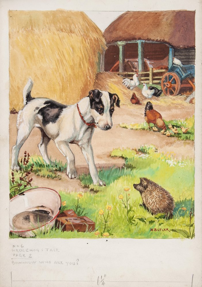 Butler (B.) Original artwork for 8 illustrations t: Butler (B.) Original artwork for 8 illustrations to Warne's Book of Animal Tales,by Vera Bonner, gouache and watercolour over pencil, all but one signed, each 300 x 230 mm., c.1949 (8)