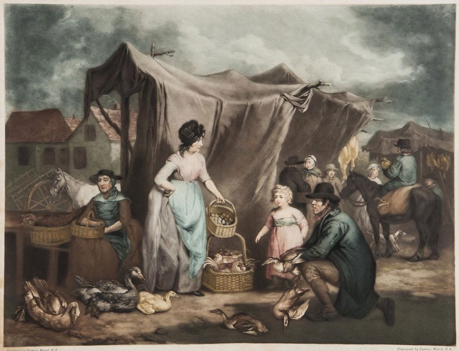 James Ward (1769-1859) Poultry Market: James Ward (1769-1859) Poultry Market,mezzotint, printed in colour, c.1800, 395 x 520 mm. (15 1/2 x 20 1/2 in), unframed.