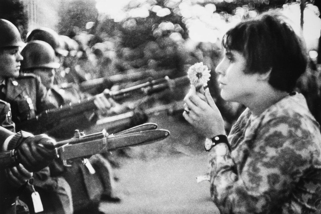 Marc Riboud (b.1923) - Peace March, Washington, 19: Gelatin silver print, printed later, signed, titled and dated in ink in the margin, with photographer's stamp verso, 29.8 x 44cm (11 3/4 x 17 1/4in) Literature: Jean Lacouture et al., In our Time: The