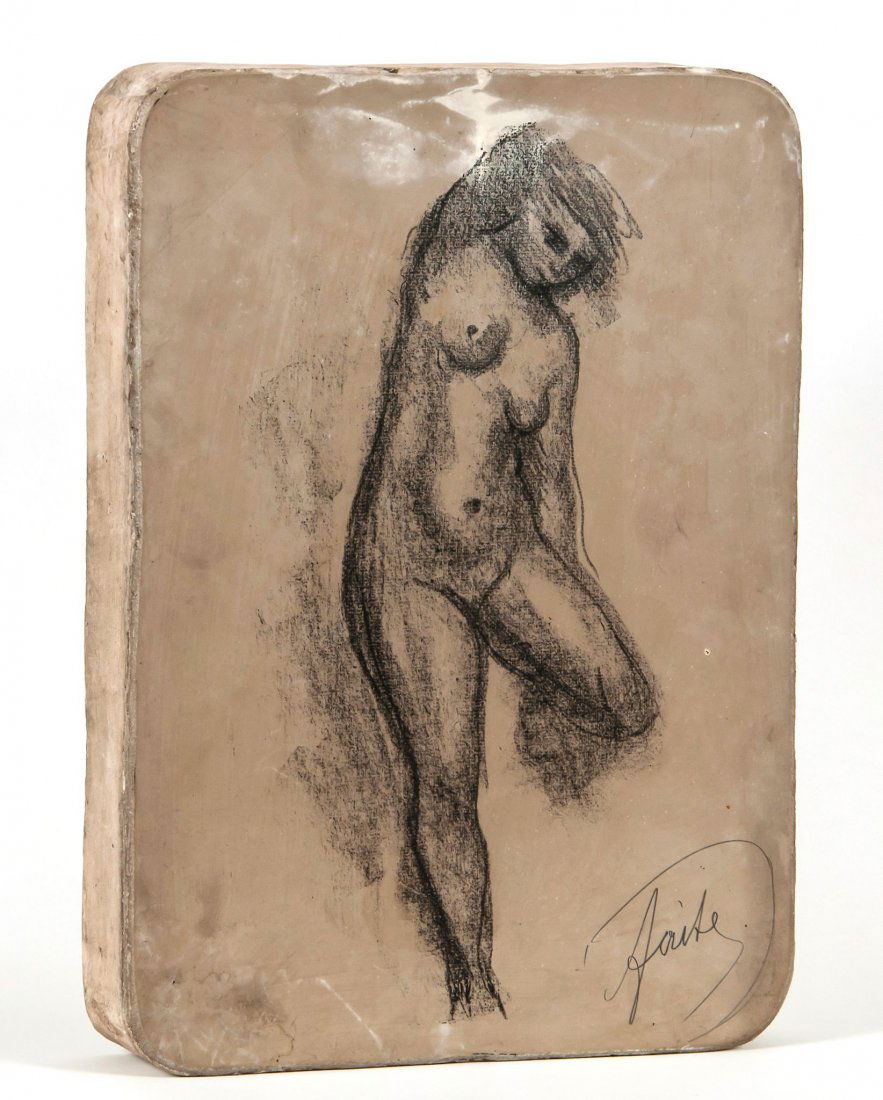 Andre Derain (1880-1954) - Femme nue PenchÃ©e, La M: lithograph, 1929, on thin wove paper, with full margins; together with the original lithography stone, sheet 530 x 400 mm (20 7/8 x 15 3/4 in) stone 378 x 270 x 60 mm (14 7/8 x 10 5/8 x 2 3/8 in) IMPO
