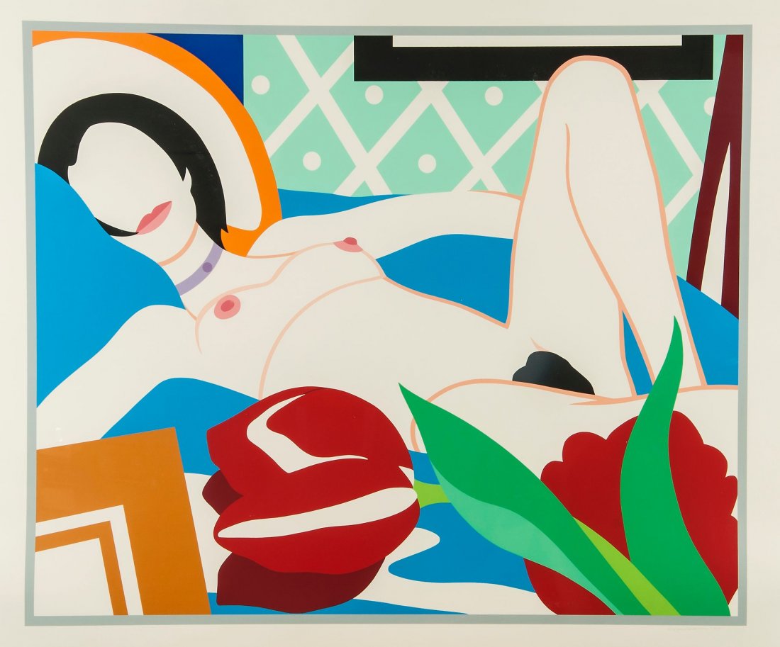 Tom Wesselmann (1931-2004) - Monica with Tulips: screenprint in colours, 1989, signed in pencil, numbered from the edition of 100, published by International Images, with their blindstamp, on Lenox Museum Board, the full sheet, 911 x 1137 mm (35 7/8
