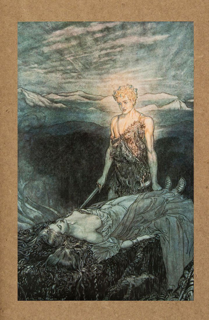 Rackham (Arthur).- Wagner (Richard) - Siegfried an: number 213 of 390 signed by the artist, 30 tipped-in colour plates and illustrations throughout by Arthur Rackham, light offsetting from plates, endpapers lightly browned, original vellum, gilt, t.e.g