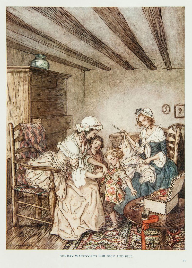 Rackham (Arthur).- Goldsmith (Oliver) - The Vicar: English issue of the limited edition , signed by the artist , 12 colour plates and illustratios throughout by Arthur Rackham, very light foxing to preliminary leaves and final leaf of text, original