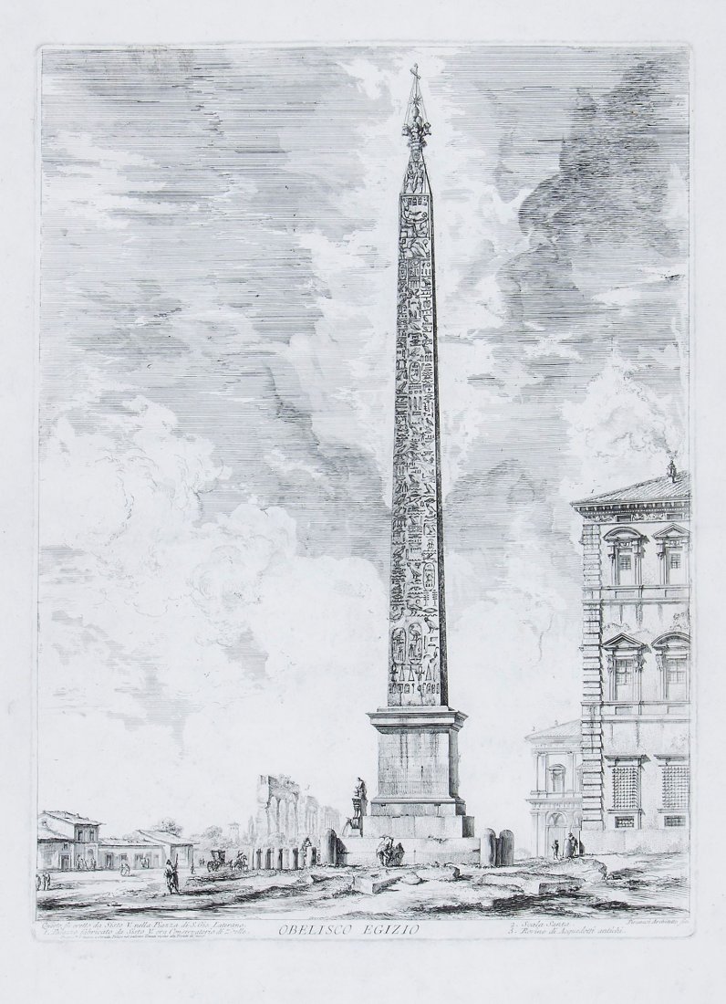 Giovanni Battista Piranesi (1720-1778) - Obelisco: for Vedute di Roma, etching with engraving, [H.53 III; F.800; W-E.164], 1st Paris edition, 550 x 410mm. (21 5/8 x 16 1/8 in), unframed.