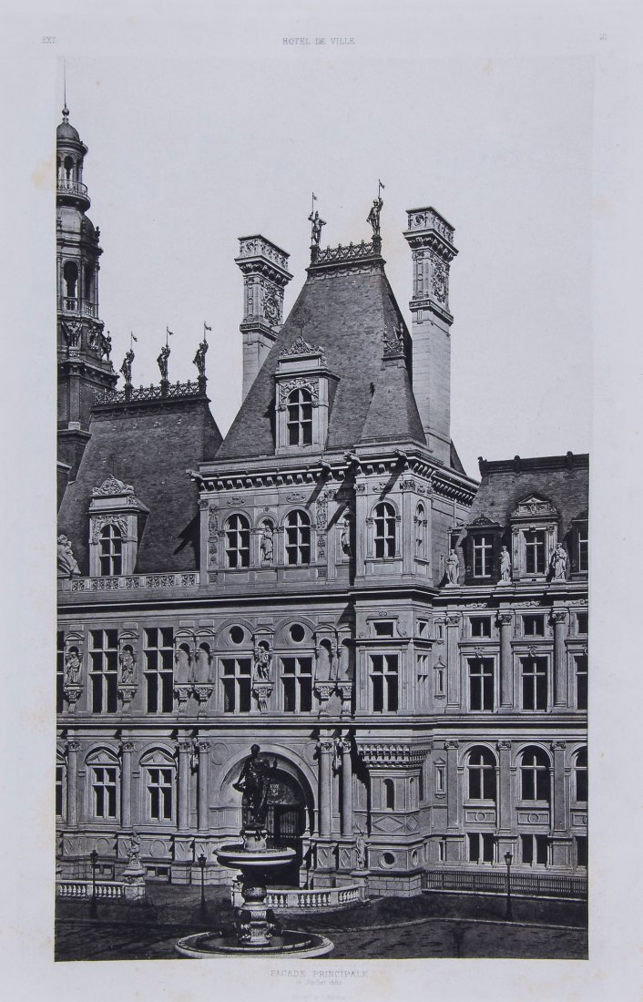 Edouard Baldus (1813-1889) - Reconstruction de l'Hotel: 19 photogravures, all with printed title and plate number, all except one with photographer's name printed in the margin, 26.5 x 19.5cm (10 1/2 x 7 3/4in) or the reverse to 35.7 x 25cm (14 x 9 7/8in) 