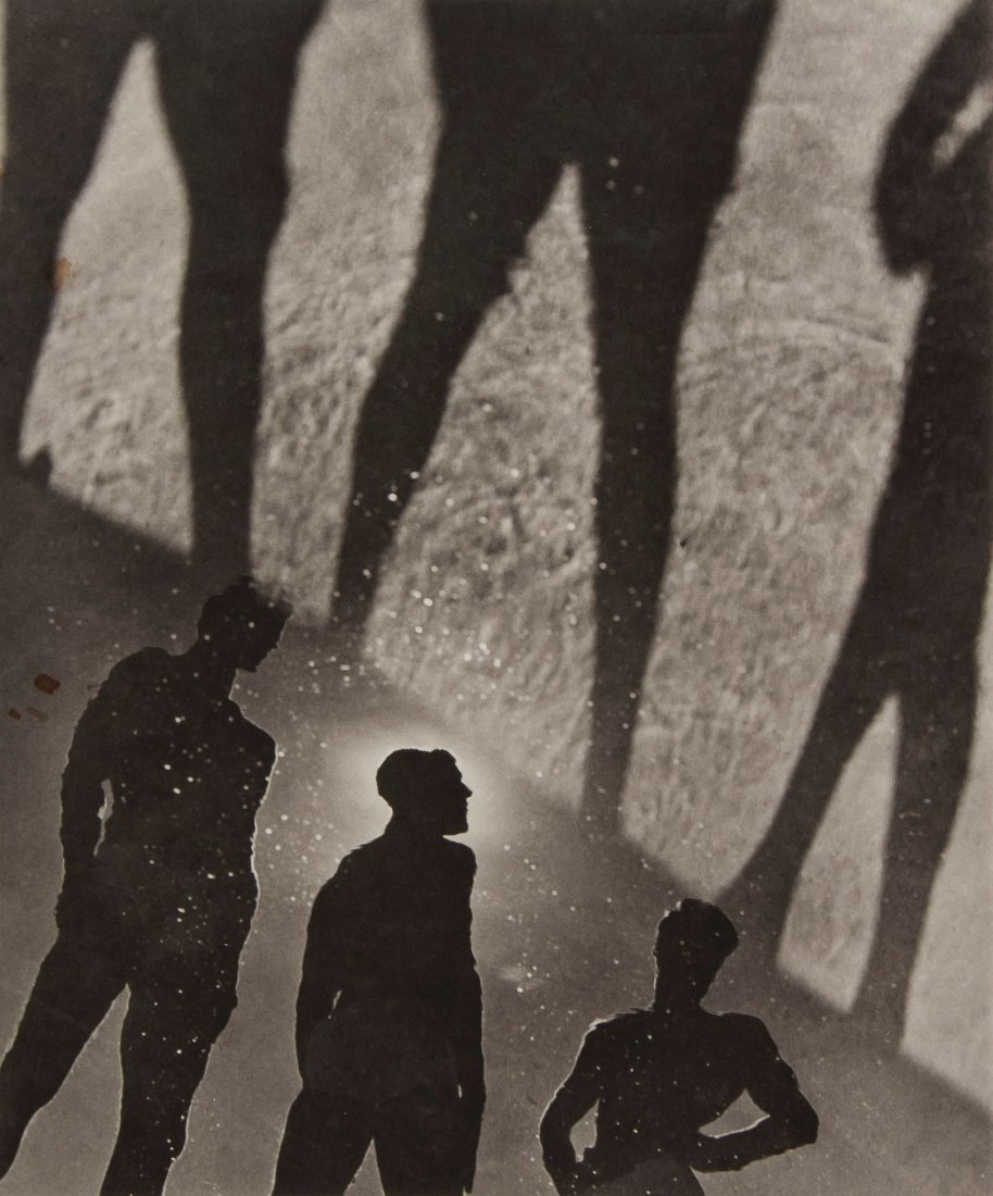 Bruce Weber (b.1946) - Three Men in Reflecting Pool,: Platinum print, printed 1990, signed and editioned 99/100 in pencil in the margin, 31.2 x 26.2cm (12 1/4 x 10 1/4in) One of 24 images from the Year of Tibet Portfolio.