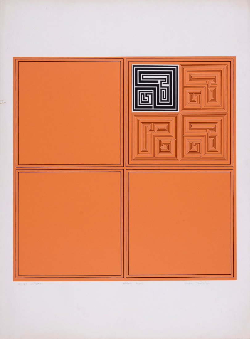 Gordon House (1932-2004) - Red Matrices & Orange: two screenprints in colours, 1967, both signed, titled and dated in pencil, inscribed 'Proof and 'Artists Proof ' aside from the original editions, both on wove paper, with full margins, each 510 x 51