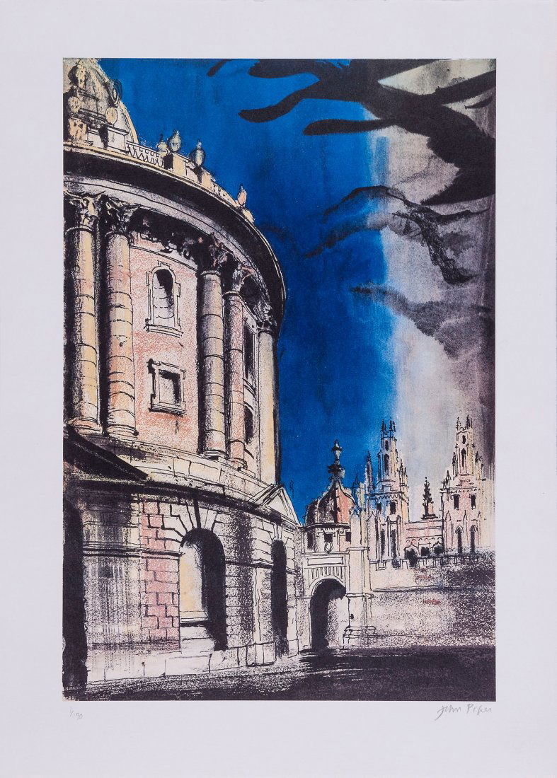 John Piper (1903-1992) - Radcliffe Camera (l.326): offset lithograph printed in colours, 1981, signed in pencil, numbered 1/150; together with a trial proof with a different colour combination aside from the edition, both printed by Senecio Press, Oxf