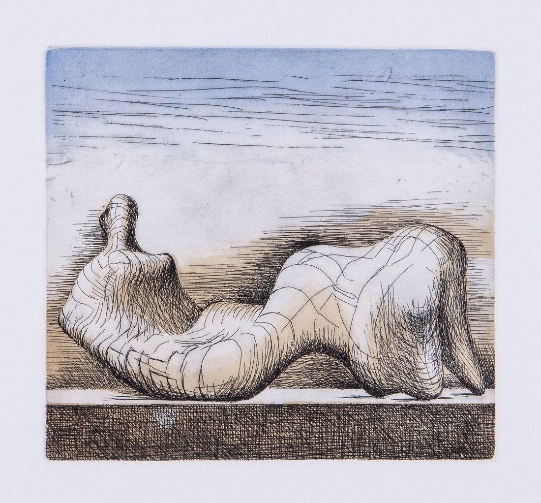 Henry Moore (1898-1986) - Reclining Figure (c.423): etching with aquatint, a fine impression, the colours bright, 1976, a printer's proof aside from the numbered and inscribed edition of 125, proofed by Michael Rand, the edition printed and published b