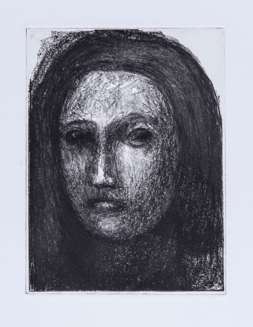 Henry Moore (1898-1986) - Head of a Girl III (c.600): photo-etching from soft-ground etching, 1981, a proof aside from the edition of 50, printed by Michael Rand, London, published by the Raymond Spencer Company Ltd for The Henry Moore Foundation, Much H