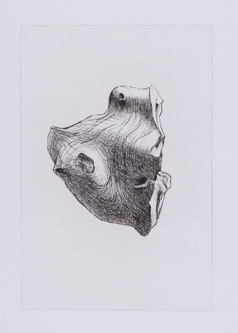 Henry Moore (1898-1986) - Stone V (c.465): three progressive proofs, 1977, an impression from the first state of Plate I, and two impressions from the first state of the third plate, the first of these impressions with the printer's notes in t