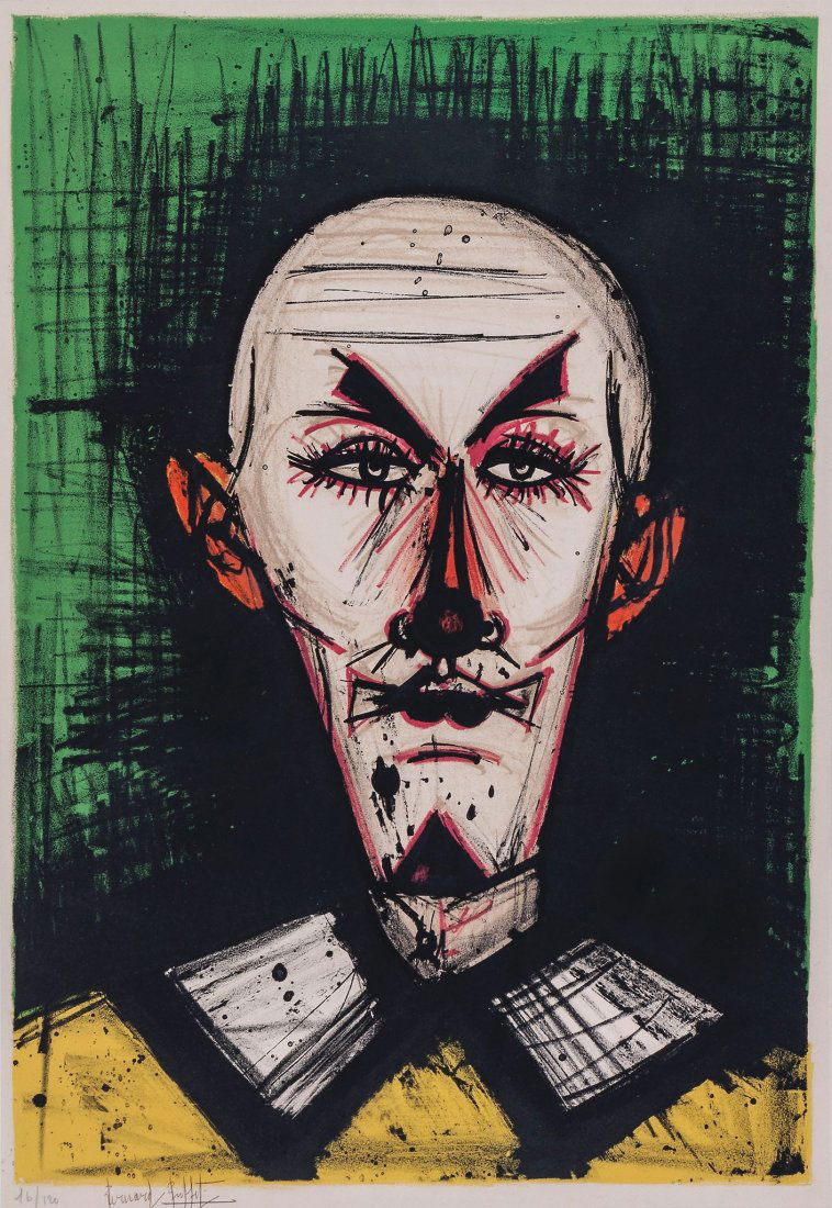 Bernard Buffet (1928-1999) - Clown: lithograph printed in colours, signed in black ball point pen, numbered 16/120, on wove paper, with full margins, 682 x 472 mm (26 7/8 x 19 5/8 in) IMPORTANT: This lot is sold subject to Artists Resal