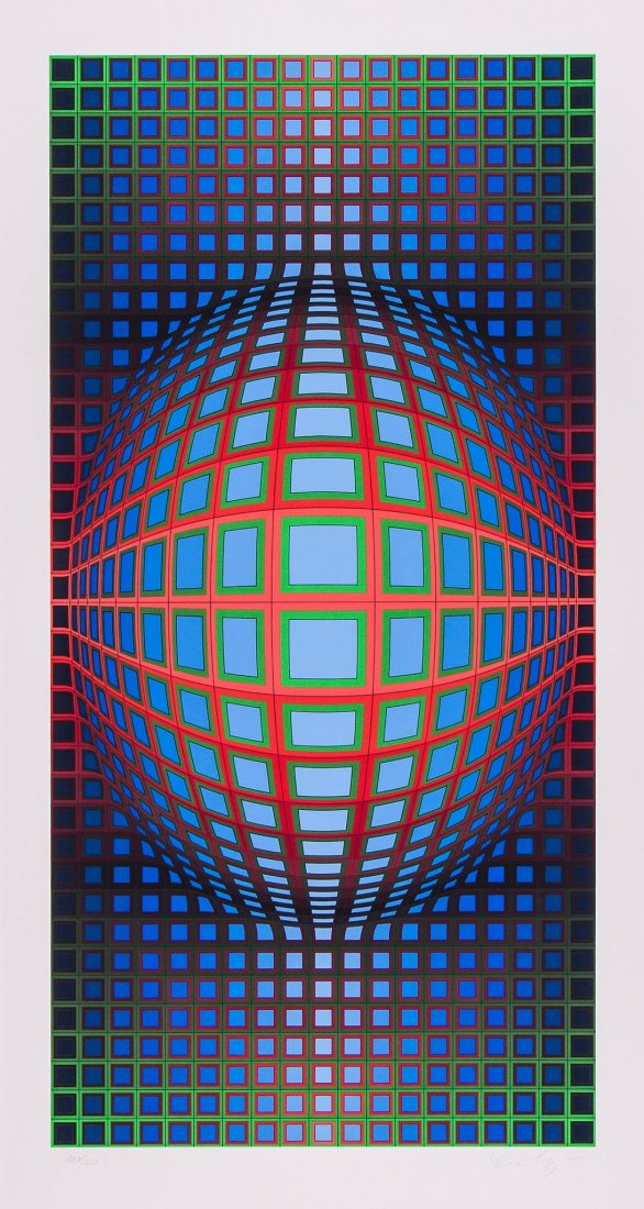 Victor Vasarely (1906-1997) - Kerek: screenprint in colours, signed in pencil, numbered 122/250, on wove paper, with full margins, sheet 1075 x 650 mm (42 1/4 x 25 5/8in) IMPORTANT: This lot is sold subject to Artists Resale Rights, deta