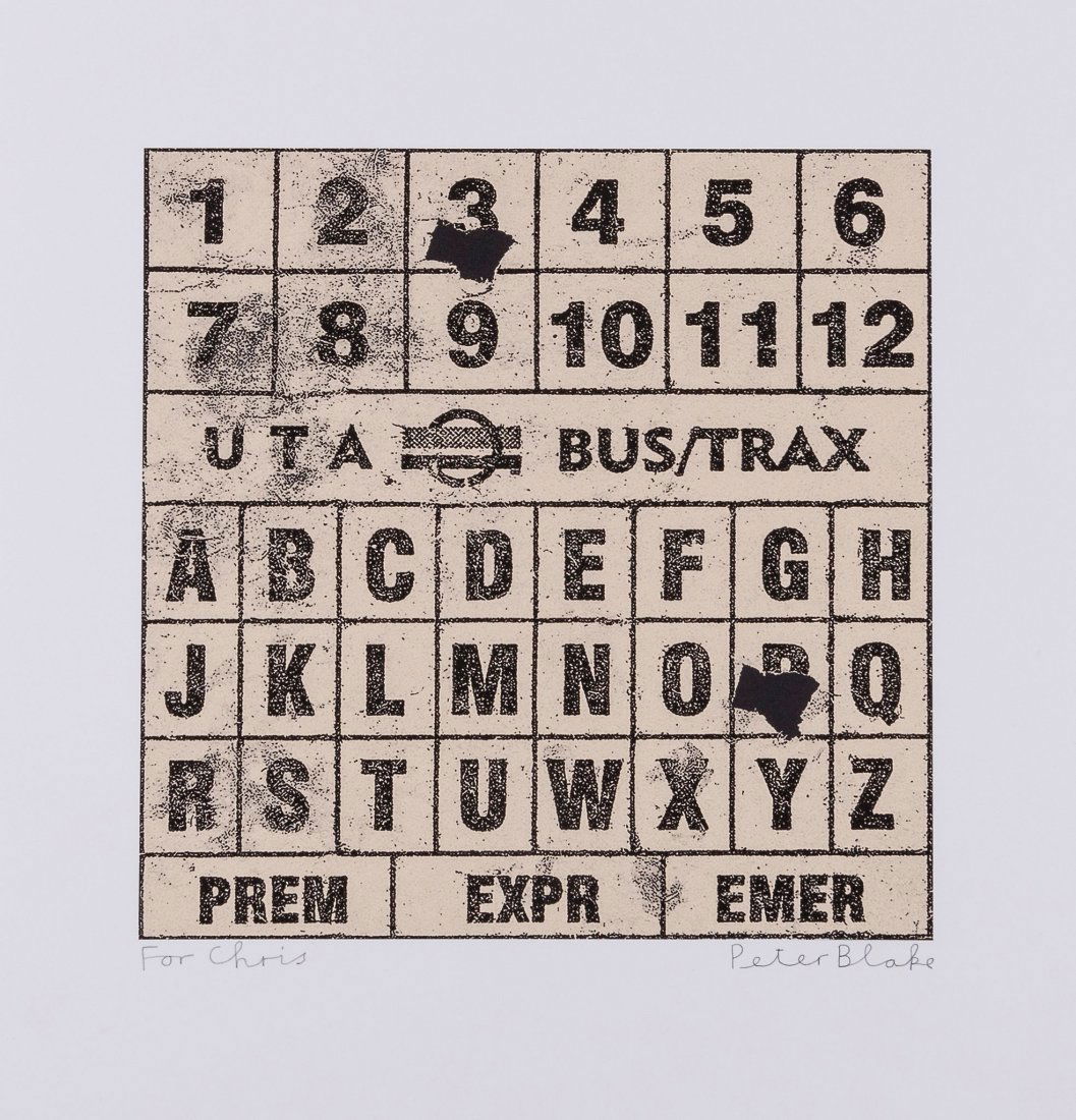 Sir Peter Blake (b.1932) - Appropriated Alphabets 2: screenprint in colours, 2013, signed and inscribed, 'For Chris' in pencil, the edition was 100, on wove paper, with full margins, 325 x 325 mm (12 3/4 x 12 3/4 in) IMPORTANT: This lot is sold subject