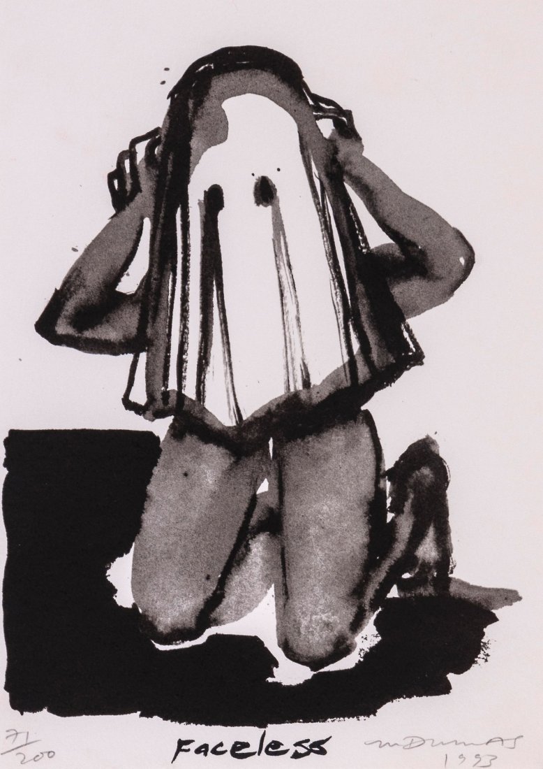 Marlene Dumas (b.1953) - Faceless: screenprint, 1993, signed and dated in pencil, numbered 71/200, published by ICA, London, on wove paper. the full sheet, sheet 290 x 205 mm (11 3/8 x 8 in) IMPORTANT: This lot is sold subject to Artis