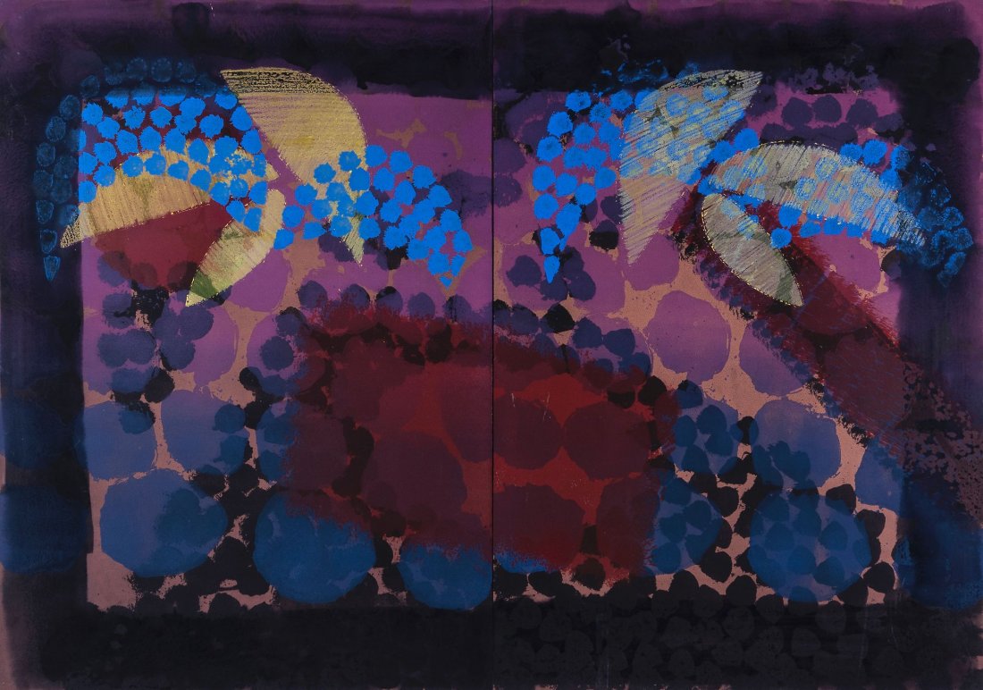 Howard Hodgkin (b.1932) - For Bernard Jacobson (h.38): lithograph printed in colours with hand-colouring in gouache, pochoir and wax crayon, 1977-79, signed and dated 79 in pencil, numbered 14/80, printed and hand-coloured by Alan Cox and Don Bessant at S