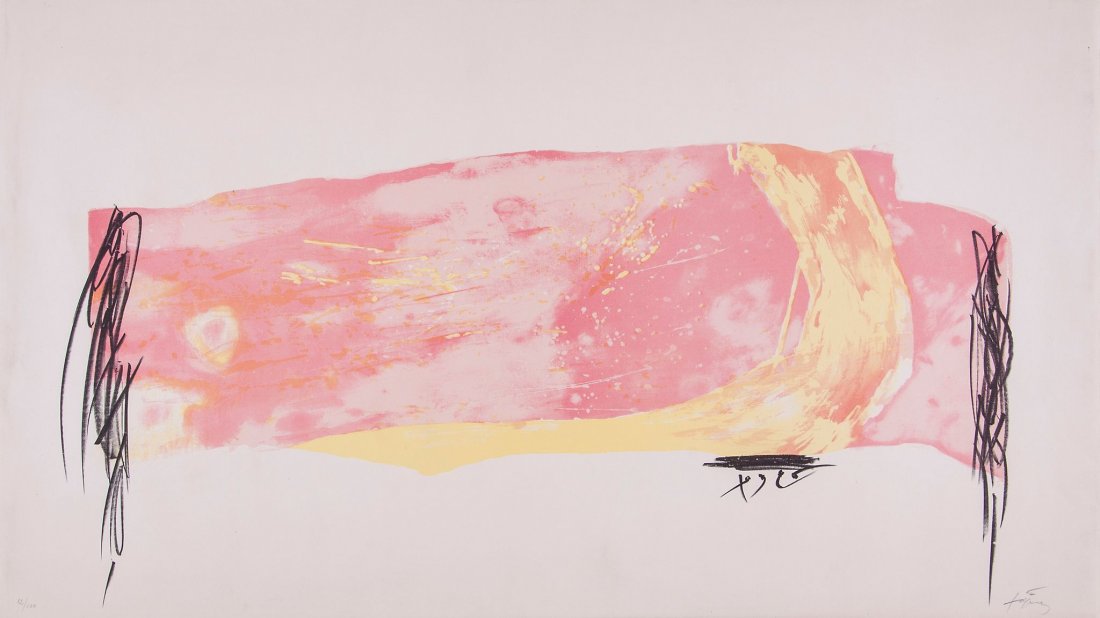 Antoni Tapies (1923-1912) - Untitled (g.241): lithograph printed in colours, 1970, signed in pencil, nmbered 12/100, from 'Nocturn Matinal', printed and published by La Poligrafa, Barcelona, on wove paper, with full margins, sheet 1095 x 625mm (4