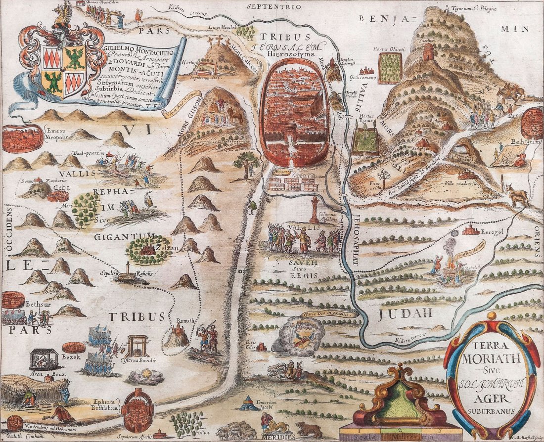 Fuller (Thomas) - A group of 8 maps of the Holy Land,: for A Pisgah-Sight of Palestine, engraved maps by Goddard, Marshall, Vaughan and others, all with hand-colouring, each average 290 x 340mm., all with a central vertical fold, occasional slight brownin