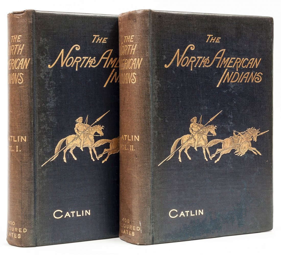 Catlin (George) - The Manners, Customs, and Condition: 2 vol., first edition , titles printed in red & black, 180 colour-printed plates inlcuding 3 maps (one folding), original gilt-pictorial buckram, spines slightly sunned and cocked, a little speckling,