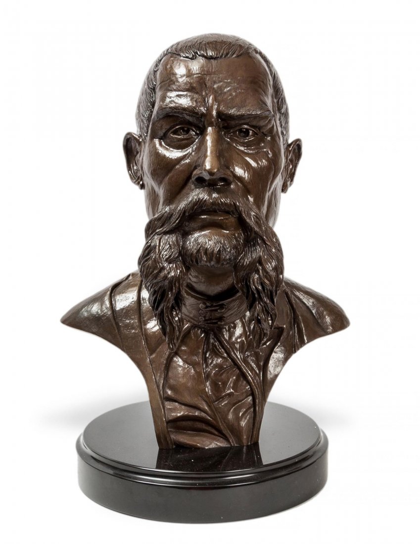 Davis (William M.) - Sir Richard F. Burton,: original bronze bust by William (Bill) M. Davis 1949-2010, c.404mm tall, USA , 1990. A native of California who studied at Brooks Art Institute in Santa Barbara, California. His sculpture is displayed
