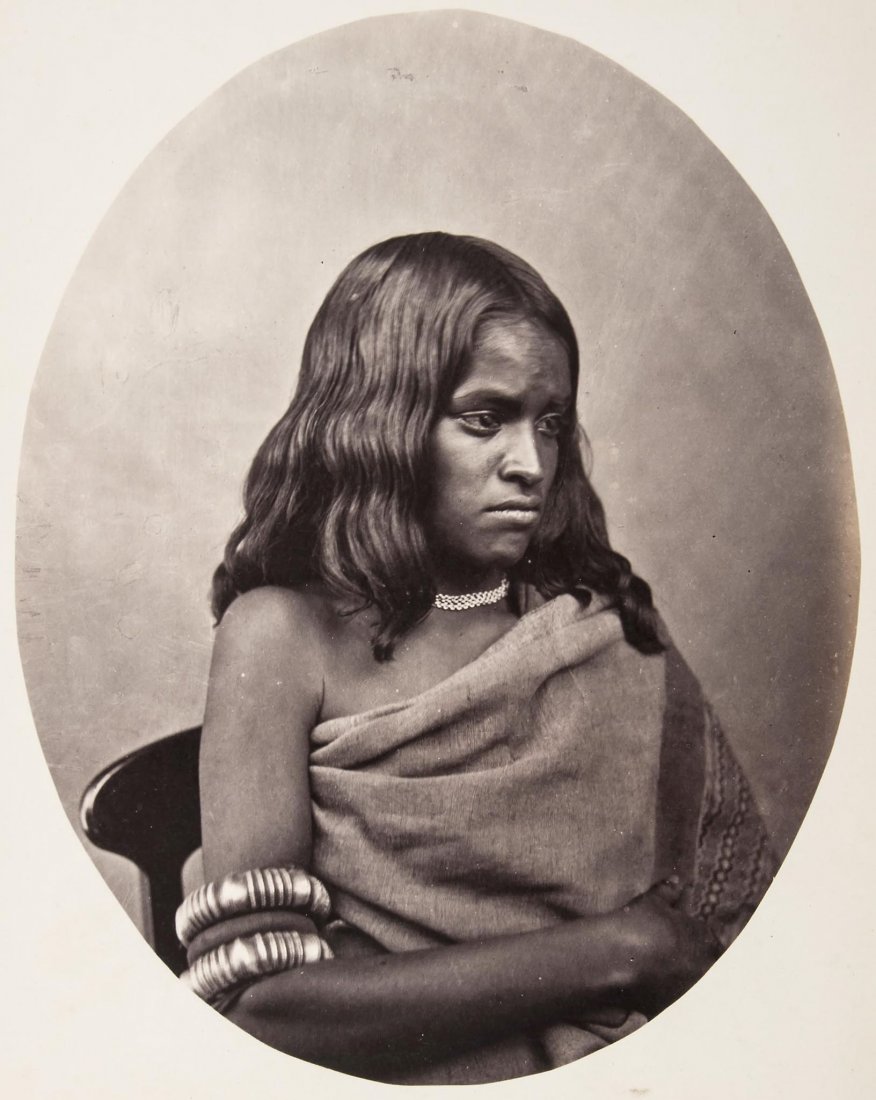 Albert Thomas Watson Penn (1849-1924) - Toda Woman,: Albumen print pasted to contemporary card mount, titled in pencil on mount recto in unknown hand, 26.7 x 21.1cm (10 1/2 x 8 1/4in)