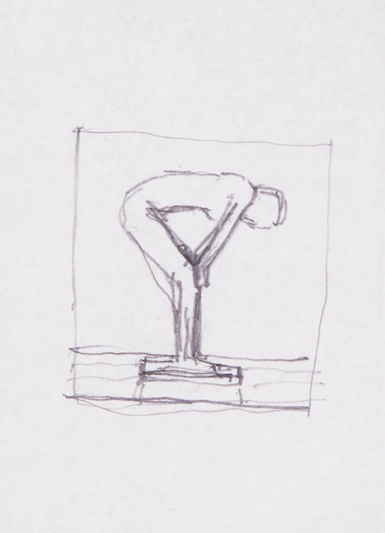 Euan Uglow (1932-2000) - Figure Study: pencil on paper 6 1/4 x 4 1/8 in., 16 x 10.8 cm IMPORTANT: This lot is sold subject to Artists Resale Rights, details of which can be found in our Terms and Conditions.