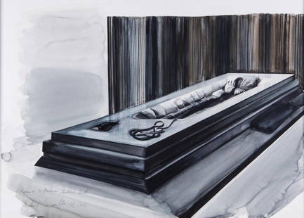 Michael Sandle (b. 1936) - Monument to Machine, 1976: watercolour on paper, signed, titled and dated at lower left 28 x 39 1/2 in., 71 x 100.3 cm IMPORTANT: This lot is sold subject to Artists Resale Rights, details of which can be found in our Terms and