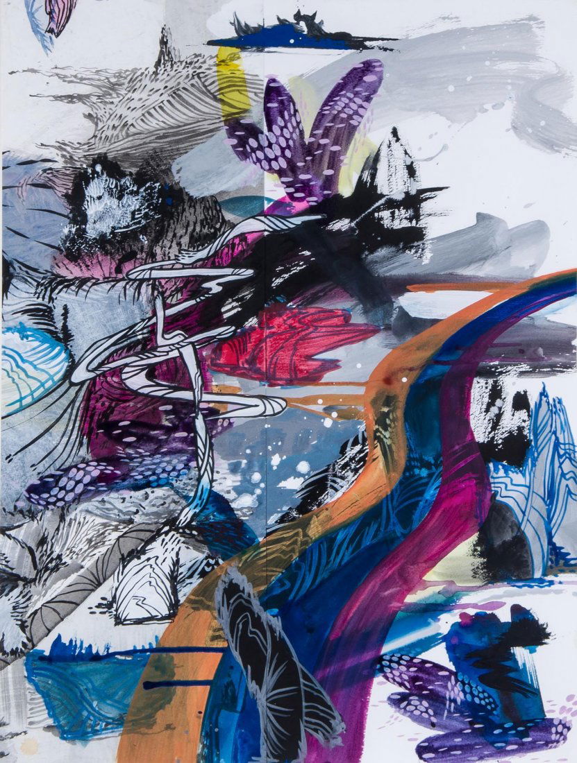 Suling Wang (b. 1968) - Untitled, 2005: acrylic with ink on paper 28 3/4 x 21 1/2 in., 73 x 55 cm