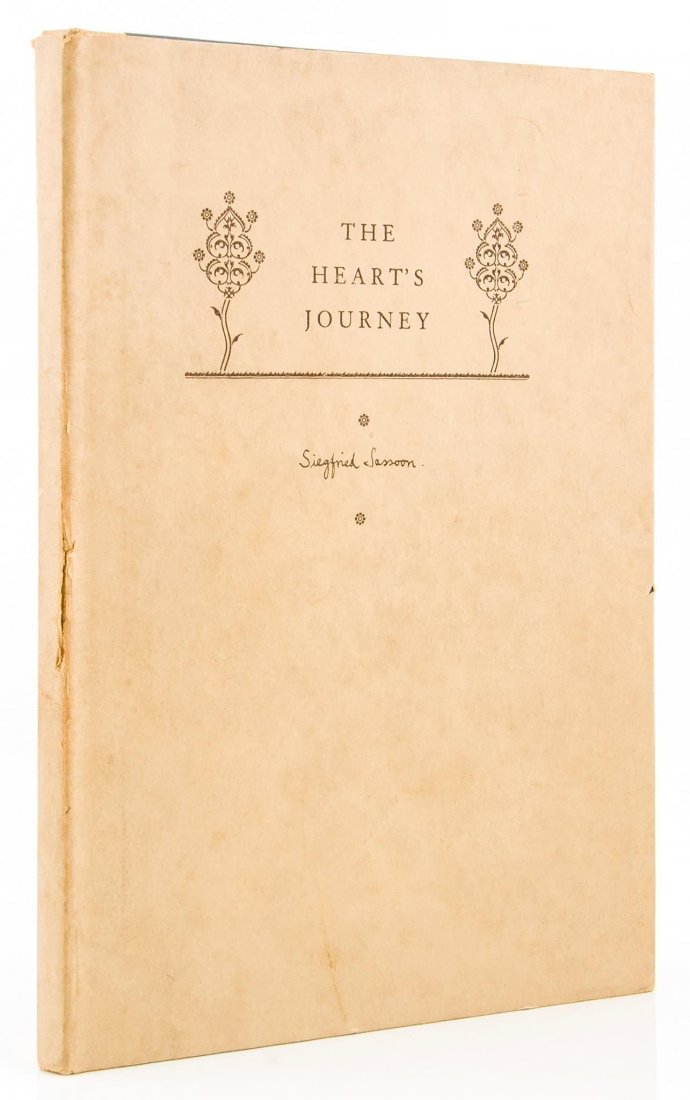 Sassoon (Siegfried) - The Heart's Journey,: one of 590 copies signed by the author , typography by Bruce Rogers, very light browning to endpapers, original cloth-backed boards, uncut, dust-jacket, joints a little rubbed, split to head of lower 