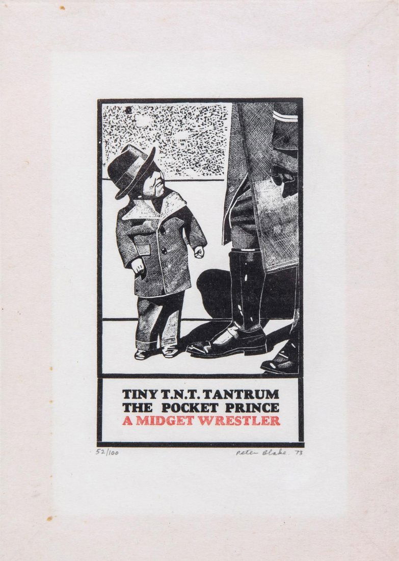 Sir Peter Blake (b.1932) - Tiny T.N.T Tantrum The: woodblock printed in black and red, 1973, signed and dated in pencil, numbered 52/100, as included in The Portfolio of Miniature Prints, published by Bernard Jacobson, London, on Japan paper, with ful