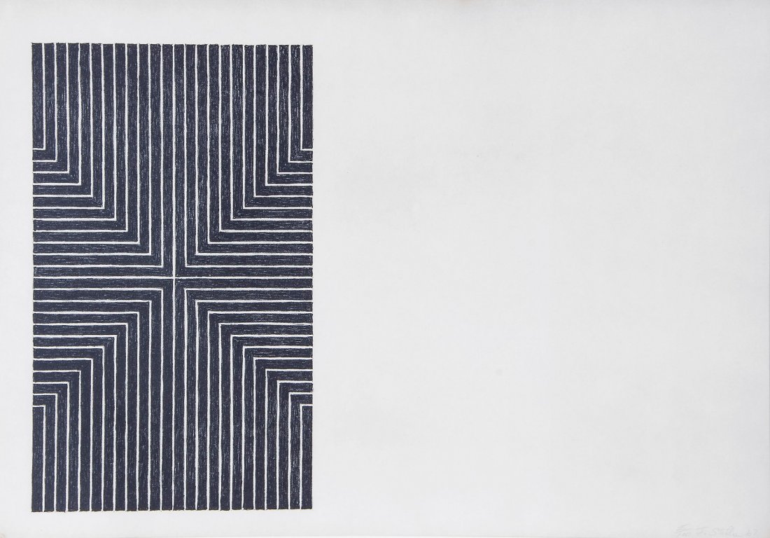 Frank Stella (b.1936) - Arbeit Macht Frei (a.10): lithograph, 1967, signed and dated in pencil, numbered 25/100, as in included in the Black Series I, published by Gemini G. E. L., Los Angeles, with their blindstamp, on laid paper, with full margins,