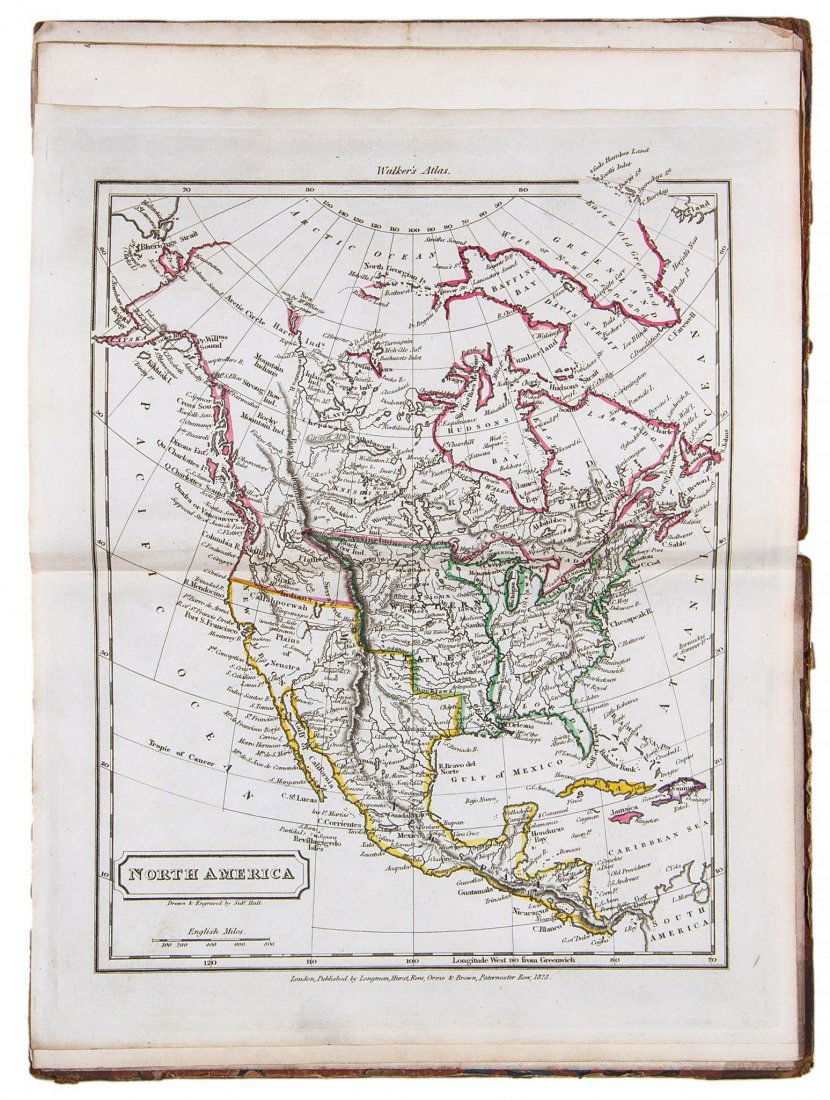 -. Walker (John) - Walker's Universal Atlas, for the: index title and 20 maps only, of 28, including folding double-hemisphere world, the remainder all double-page, including the world on Mercator's projection, the continents and others, engraved maps wi