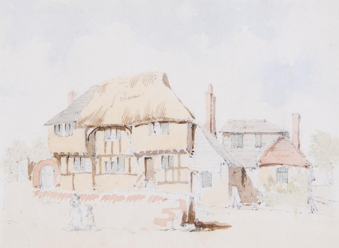James Stark (1794-1859) - Sketch of the old workhouse,: watercolour over pencil, inscribed Old Union, Steyning , and indistinctly dated ( July ? G ), lower left, 21 x 28.5cm (8 1/4 x 11 1/4 in), unframed. The building depicted still exists as private cotta