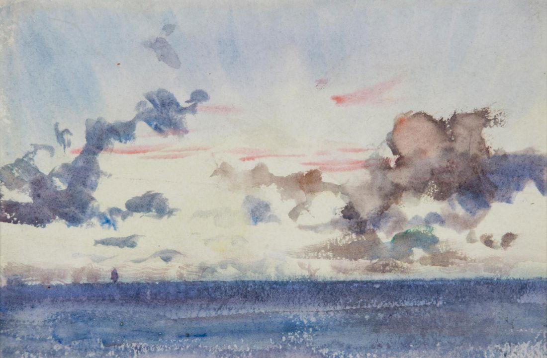 Henry Scott Tuke (1858-1929) - Seascape,: watercolour sketch, signed on verso, upper left, 13.5 x 20.5 cm (5 1/4 x 8 in).