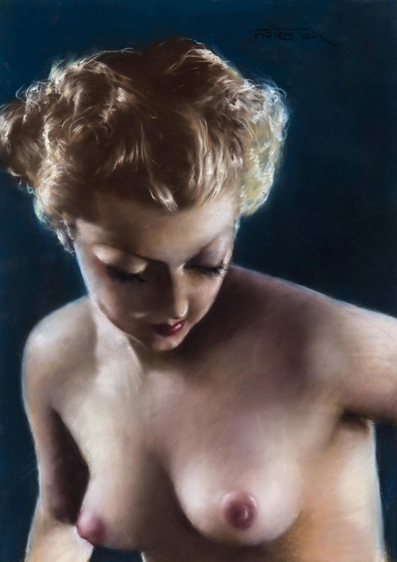 Pal Fried (1893-1976) - Blonde nude,: pastel on buff paper, signed upper right, 68.5 x 49.5 cm (25 3/4 x 19 1/2 in).