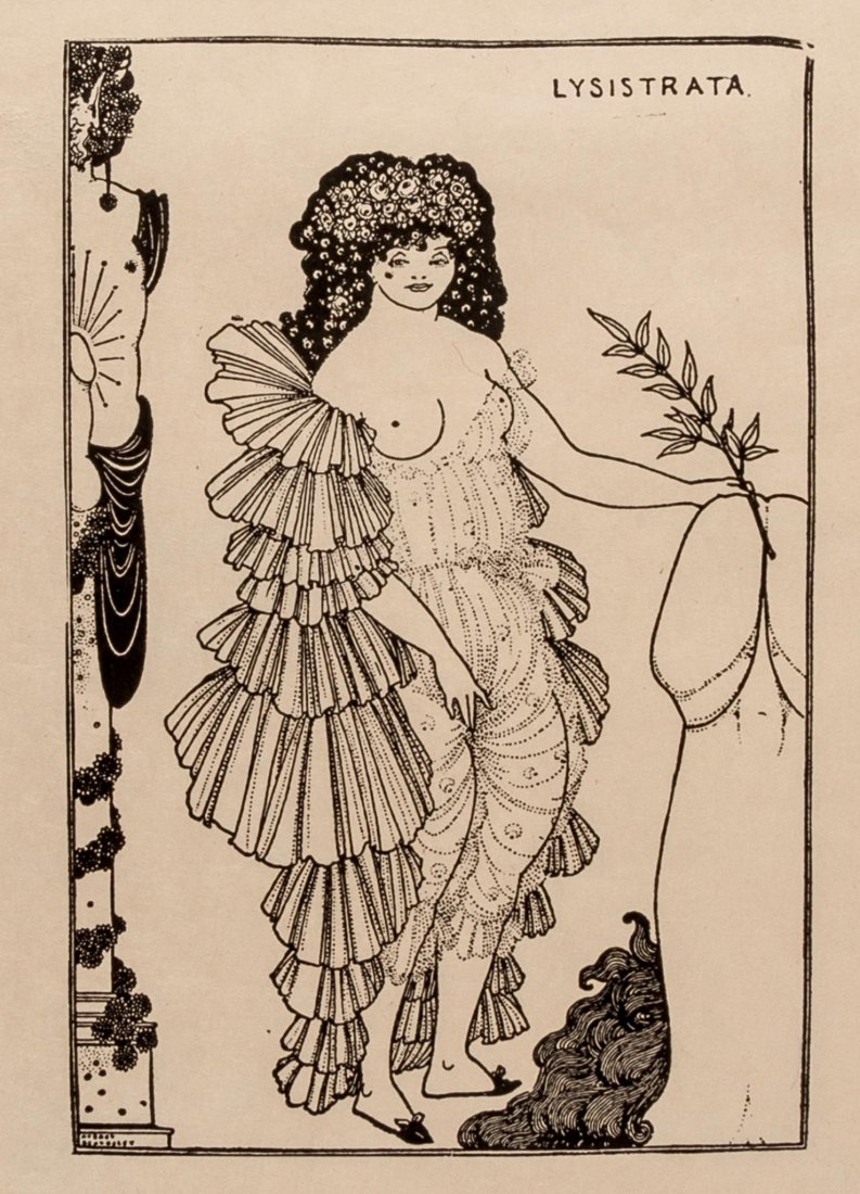 Beardsley (Aubrey) - Lysistrata,: 7 plates only (of 8), collotypes, on wove paper, full margins, each sheet c.340 x 260 mm., light spotting and browning, loose, all hinged into mounts, unframed, circa 1896, (8).