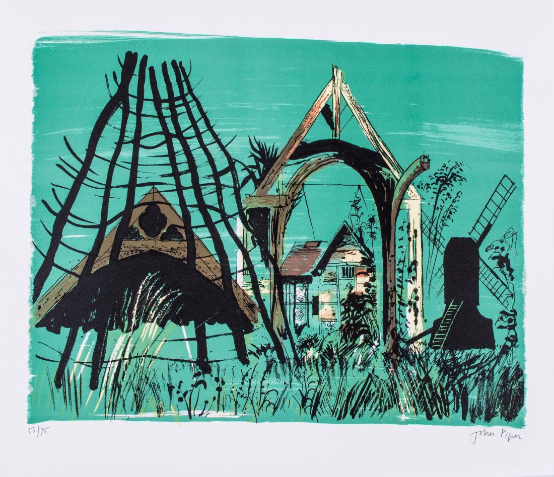 John Piper (1903-1992) - Avoncroft Museum (L.258): lithograph printed in colours, 1976, signed in pencil, numbered 56/75, on wove paper, with full margins, 572 x 763 mm (22 1/2 x 30 1/8 in) IMPORTANT: This lot is sold subject to Artists Resale Rights,