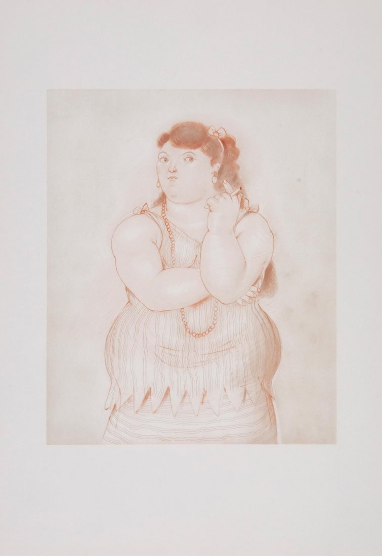 Fernando Botero (b.1932) - Mujer Fumando: lithograph printed in colours, 1965, an unsigned proof aside from the edtion of 150, on wove paper, with full margins, 410 x 335 mm (16 1/8 x 13 1/8 in)