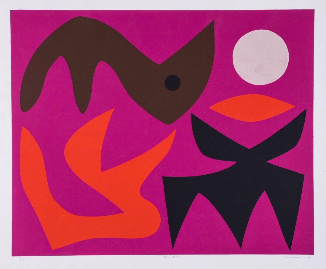 John Coburn (1925-2006) - Oasis; Fiesta: two screenprints in colours, 1970, each signed, titled and dated in pencil, numbered 79/100 and 88/100, each on wove paper, with full margins, each sheet 600 x 747 mm (23 5/8 x 29 3/8 in)