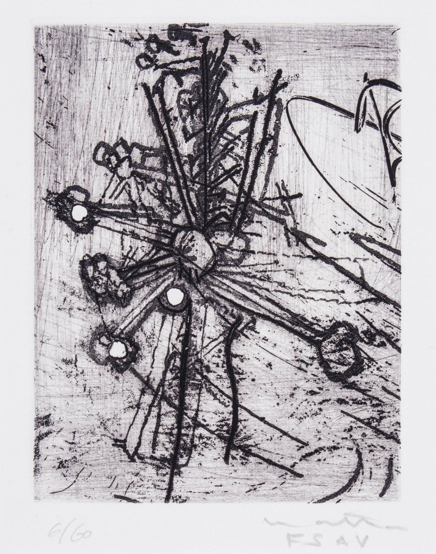 Roberto Sebastian Matta (1911-2002) - Untitled: etching, 1962; with Enrico Baj, Untitled, etching, both signed in pencil, numbered 6/60, on wove paper, with full margins, each 145 x 113 mm (5 3/4 x 4 1/2 in) IMPORTANT: This lot is sold subject to A